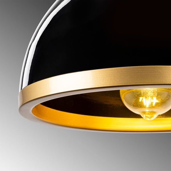 Melna/zelta krāsas piekaramā lampa ar metāla abažūru ø 30 cm Ferenci – Opviq lights-image-2