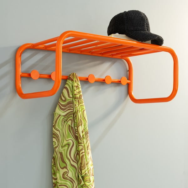 Oranžs metāla sienas pakaramais ar plauktu 72 cm Retro – Spinder Design-image-1