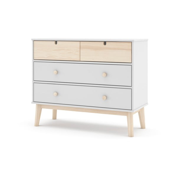 Balta zema bērnu kumode 100x81 cm Estefania – Marckeric-image-3