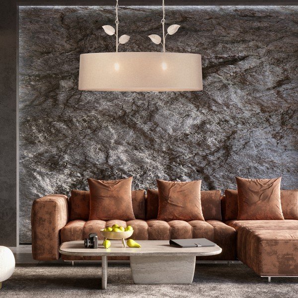 Zelta krāsas piekaramā lampa ar auduma abažūru Noemi – LAMKUR-image-1