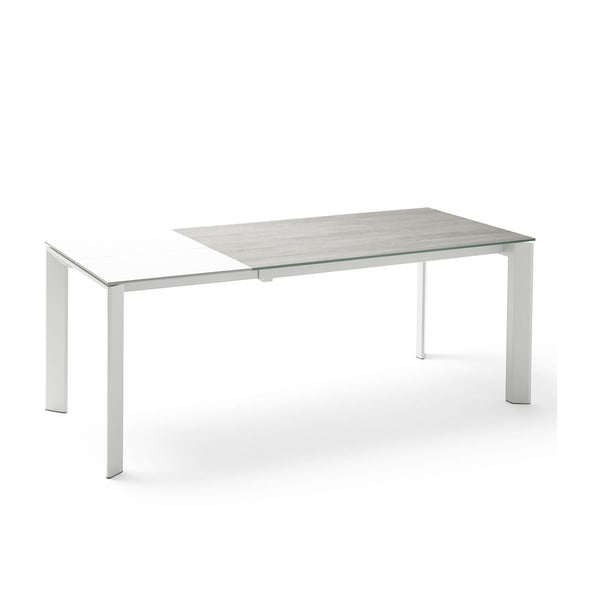 Pelēks un balts izvelkamais pusdienu galds Lisa Blaze, garums 140/200 cm