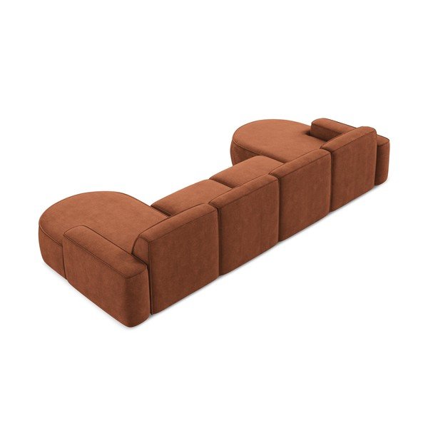Terakotas oranžs (U veida) stūra dīvāns no šenila auduma Omao – Makamii-image-3