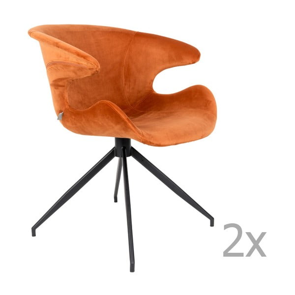 2 oranžu krēslu komplekts ar roku Zuiver Mia
