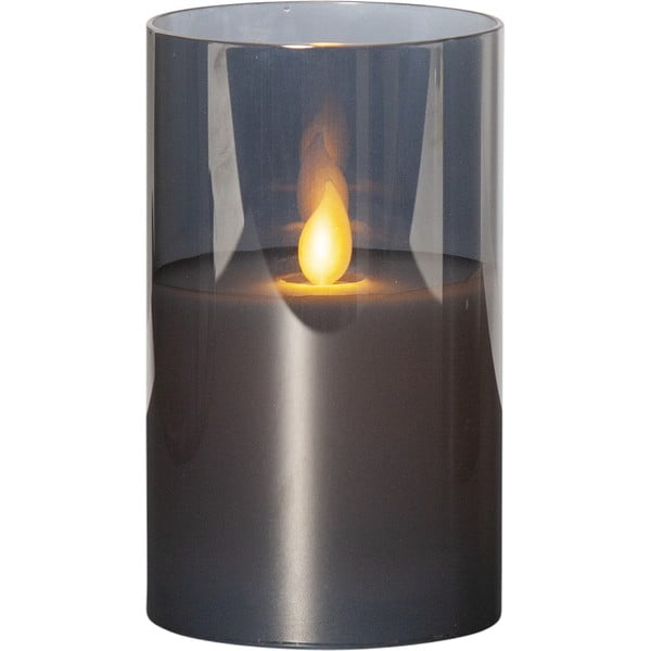 Pelēka LED svece no stikla Star Trading M-Twinkle, augstums 12,5 cm