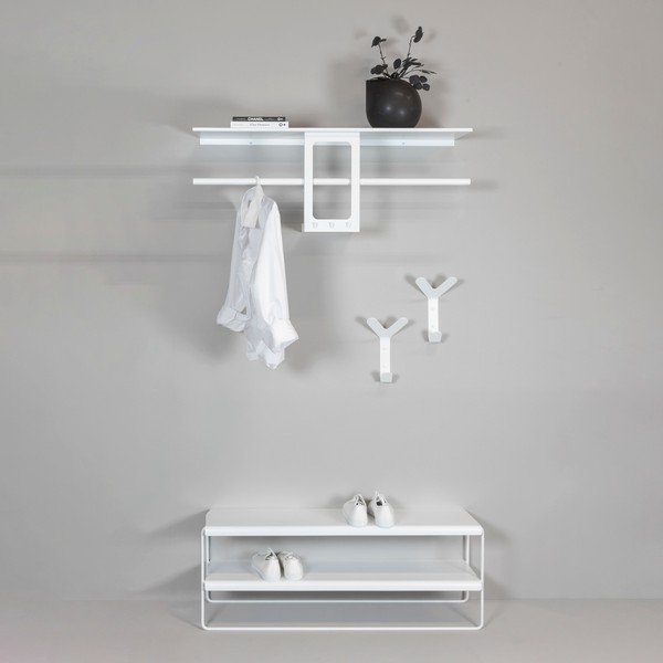 Balts tērauda sienas pakaramais ar plauktu 100 cm Luno Small – Spinder Design-image-4