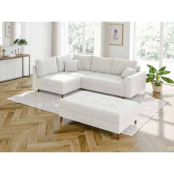 Balts kāju soliņš no buklē auduma Ariella – Ropez-image-3