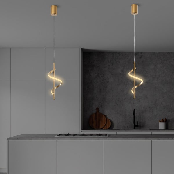 Zelta krāsas LED piekaramā lampa ø 16 cm Likma – Opviq lights-image-3