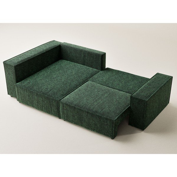 Tumši zaļš salokāms stūra dīvāns no šenila auduma ar uzglabāšanas vietu (ar kreiso stūri/L veida) Tonga – Maison de Rêve-image-3