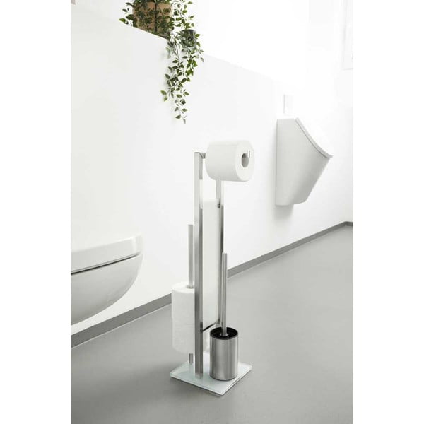 Matētas sudraba krāsas nerūsējošā tērauda tualetes papīra turētājs ar statīvu Rivalta – Wenko-image-2