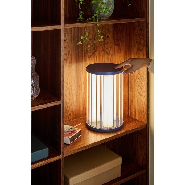Zila stikla LED galda lampa ar regulējamu spilgtumu (augstums 30 cm) Aru – Hübsch-image-1