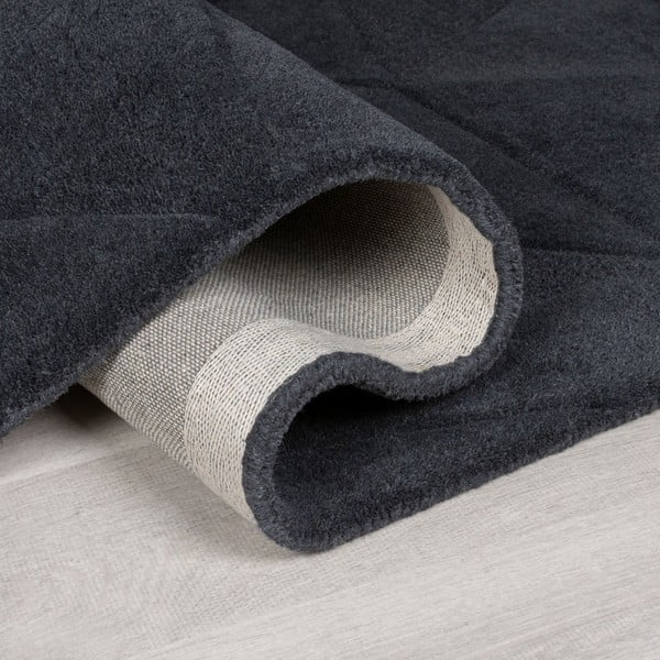 Antracīta pelēks ar rokām darināts vilnas apaļš paklājs ø 160 cm Shard Charcoal – Flair Rugs-image-2