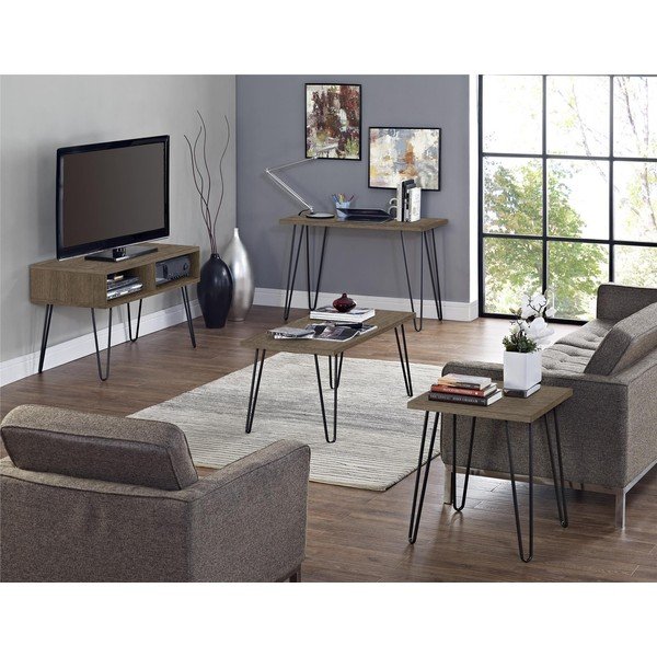 Dabīga toņa TV galdiņš ar riekstkoka imitāciju 107x63 cm Owen – Støraa-image-3