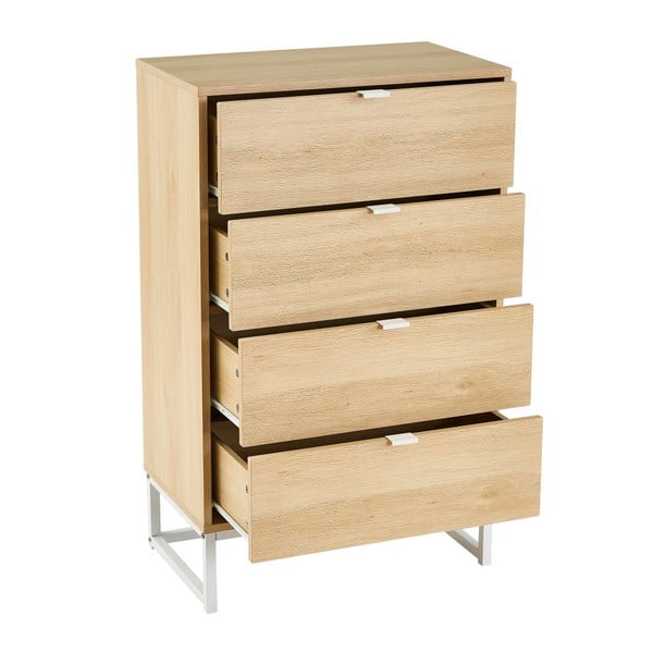 Dabīga toņa augsta kumode ar bērza koka imitāciju 60x97,5 cm – Casa Selección-image-2