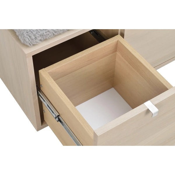 Pelēks/dabīga toņa apavu plaukts ar ozolkoka imitāciju un soliņu Confetti – Rowico-image-4