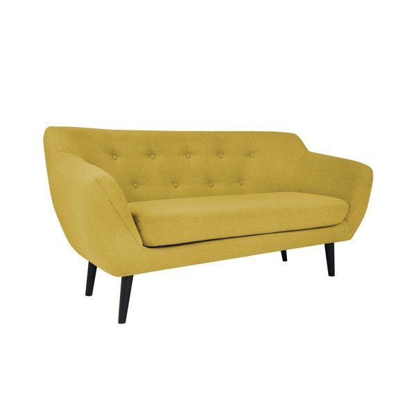 Dzeltens divvietīgs dīvāns ar brūnām kājām Mazzini Sofas Piemont-image-1