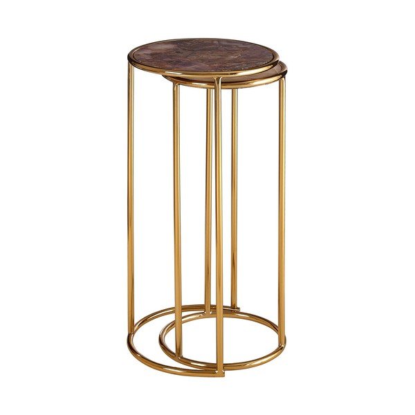Apaļi sānu galdiņi (2 gab.) ar akmens galda virsmu ø 31 cm Vita – Premier Housewares-image-3