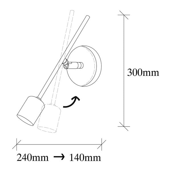 Sudraba krāsas sienas lampa ar vadu Mizrak – Opviq lights-image-3