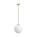 Balta/zelta krāsas metāla piekaramā lampa ar stikla abažūru ø 30 cm Brisia – Kave Home
