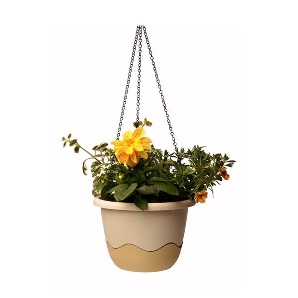 Balts iekarināms pašapūdeņojošs puķu pods Plastia Mareta, garums 25 cm-image-3