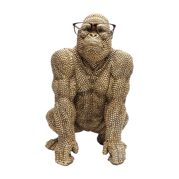 Dekoratīva statuete zelta krāsā Kare Design Gorilla, augstums 46 cm