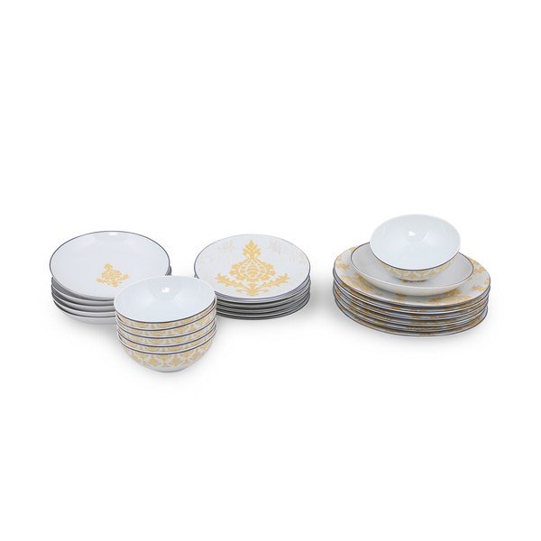 Dzeltens porcelāna trauku komplekts (24 gab.) Kütahya Porselen Ornaments-image-2