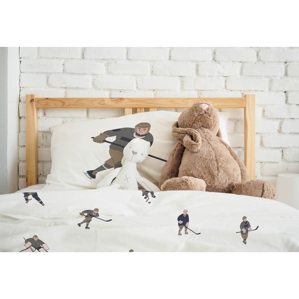 Bērnu vienvietīga gultas veļa no kokvilnas satīna 140x200 cm Ice Hockey – Butter Kings-image-1