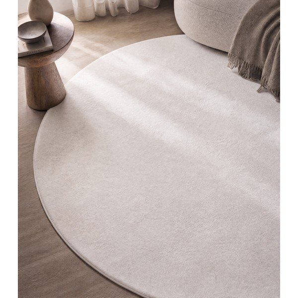 Krēmkrāsas mazgājams apaļš paklājs ø 160 cm Pouffy – Ayyildiz Carpets-image-3