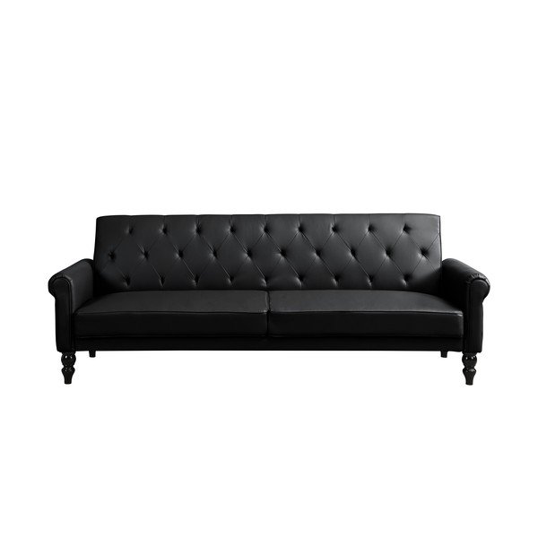 Melns regulējams/salokāms dīvāns no ādas imitācijas 222 cm Tyne – Støraa