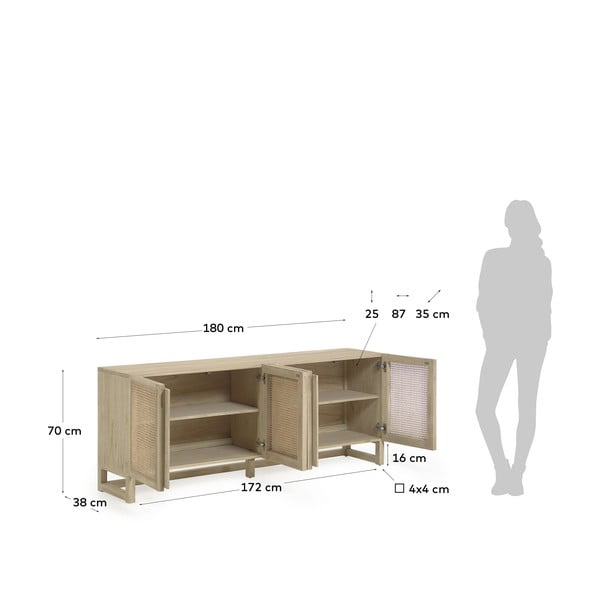 Koka kumode Mindi Kave Home Rexit, platums 180 cm-image-3