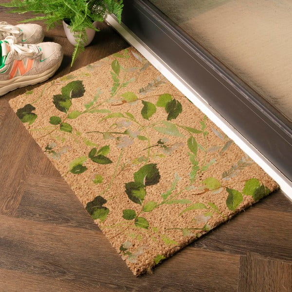 Kokosšķiedras kājslauķis 40x60 cm Watercolour Leaves – Artsy Doormats-image-1