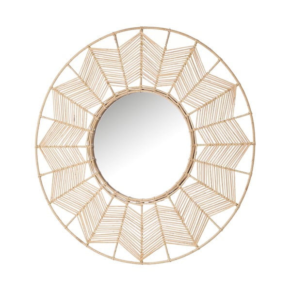 Sienas spogulis ar rotangpalmas rāmi ø 55 cm – Casa Selección