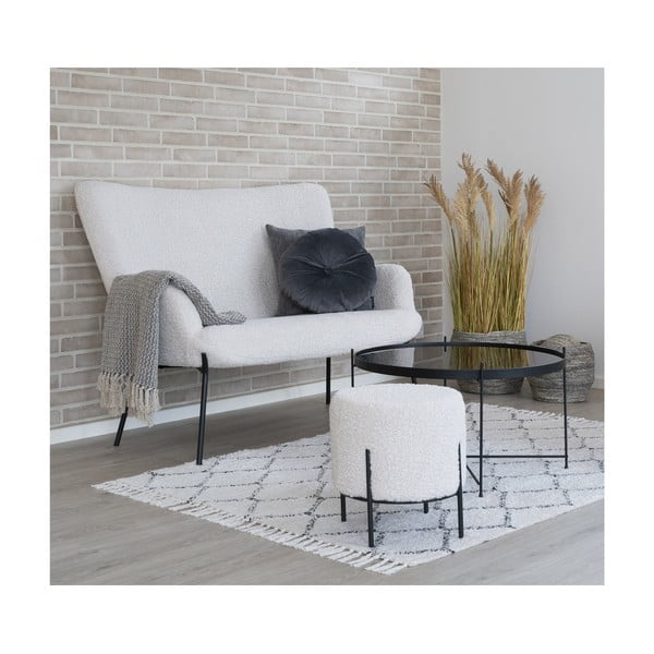 Balts dīvāns no buklē auduma 128 cm Glasgow – House Nordic-image-1