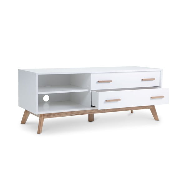 Balts TV galdiņš 130x50 cm Kensal – Woodman-image-3