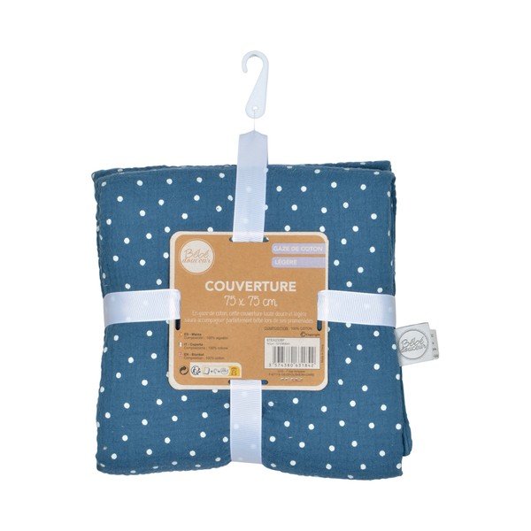 Zila muslīna bērnu sega 75x75 cm – Bébé Douceur-image-3