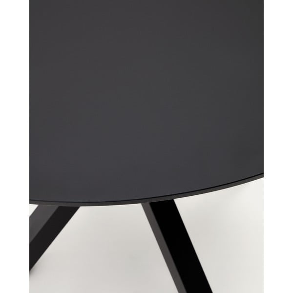 Melns apaļš ēdamgalds ar stikla galda virsmu ø 120 cm Argo – Kave Home-image-3