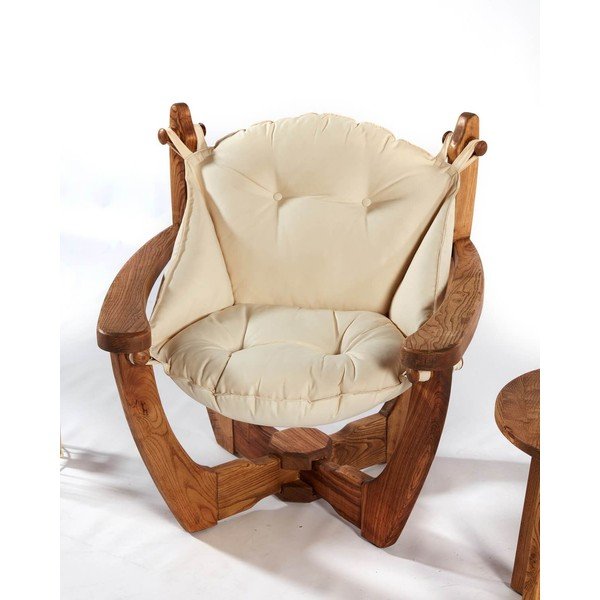 Krēmkrāsas/dabīga toņa masīvkoka dārza atpūtas krēsls Relax – Floriane Garden-image-2