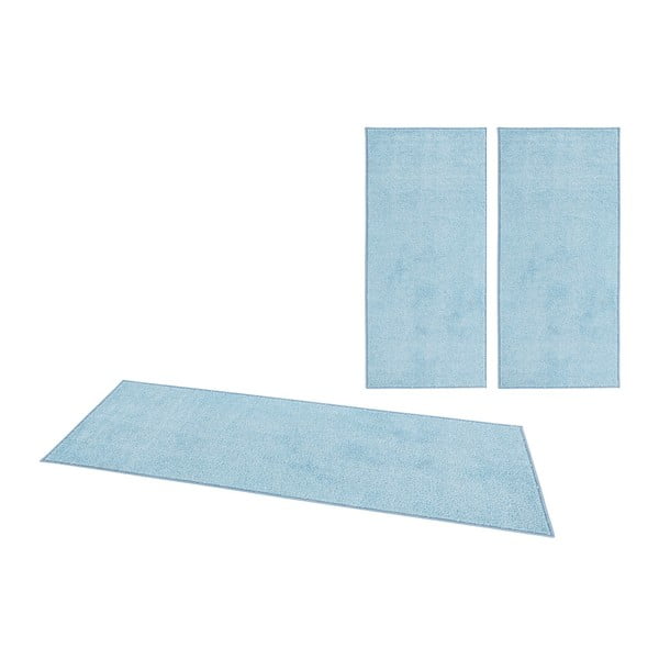 3 zilu paklāju komplekts ap gultu Hanse Home Pure