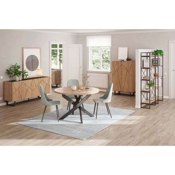 Apaļš ēdamgalds ar ozolkoka imitācijas galda virsmu 120x120 cm Ther – Marckeric-image-4