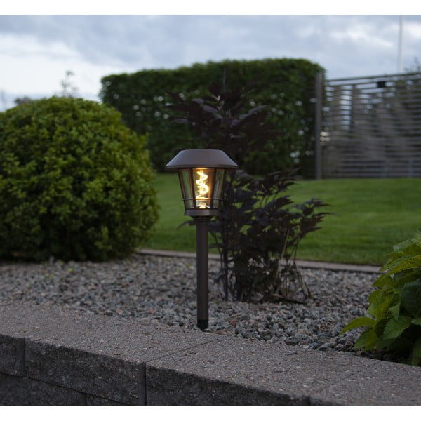 Brūna āra LED lampa ar saules baterijām Star Trading Fergus, augstums 35 cm-image-3
