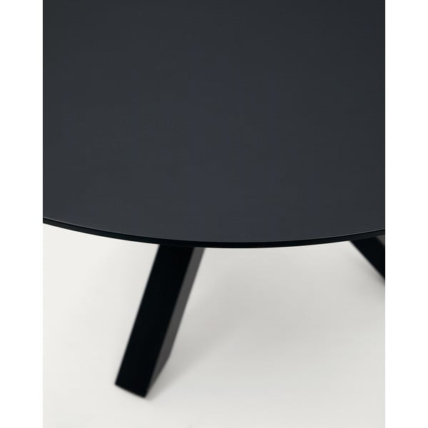 Melns apaļš ēdamgalds ar stikla galda virsmu ø 150 cm Argo – Kave Home-image-3