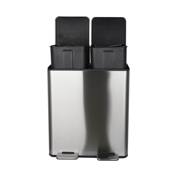 Matētas sudraba krāsas atkritumu šķirošanas tērauda atkritumu tvertne ar pedāli 2x20 l   Aliya – Spirella-image-4