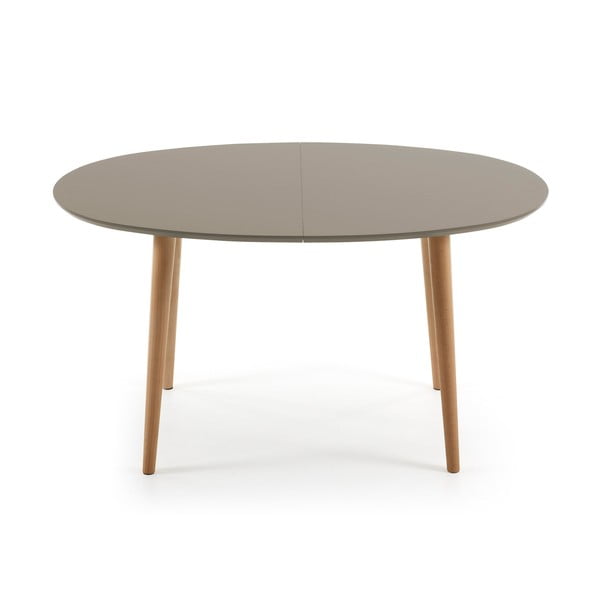 Pelēks ovāls izvelkams ēdamgalds Kave Home Oakland, 140 x 90 cm-image-1