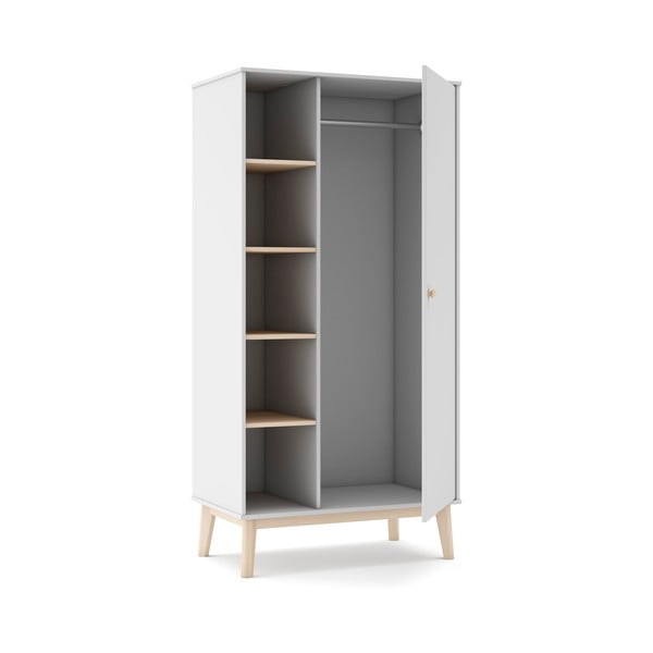 Balts bērnu drēbju skapis 90x181 cm Esteban – Marckeric-image-4