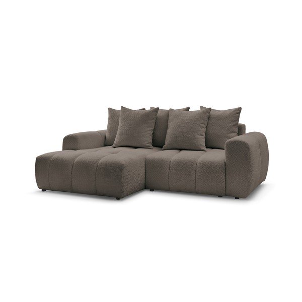 Brūns salokāms stūra dīvāns no buklē auduma ar uzglabāšanas vietu (ar kreiso stūri/ar zvilni) Roxelane – Bobochic Paris