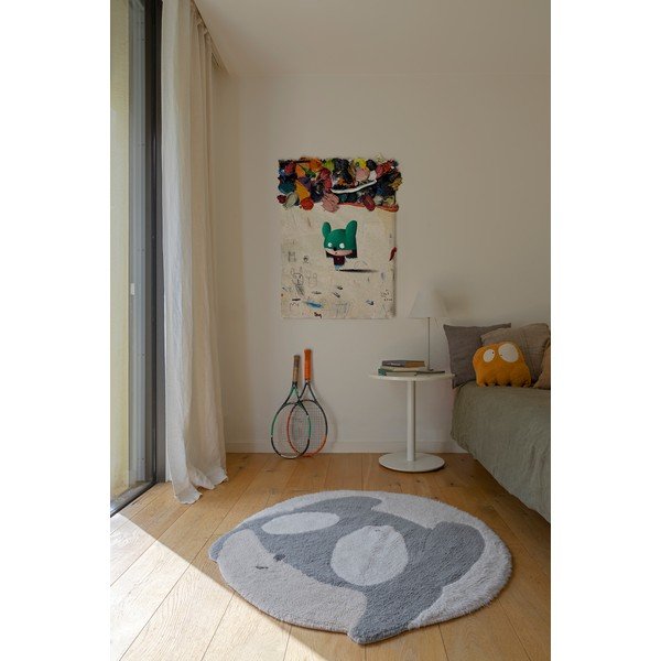 Pelēks/krēmkrāsas mazgājams/ar rokām darināts vilnas bērnu paklājs ø100 cm Astromouse – Lorena Canals-image-4