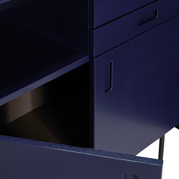 Tumši zila/pelēka oša masīvkoka augsta kumode 90x109 cm Study – Hübsch-image-2