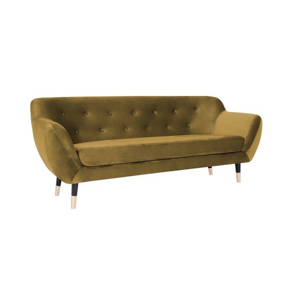 Sinepju dzeltens dīvāns ar melnām kājām Mazzini Sofas Amelie, 188 cm-image-2