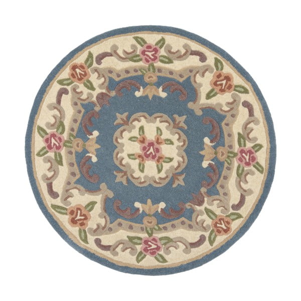 Zils vilnas paklājs Flair Rugs Aubusson, ⌀ 120 cm