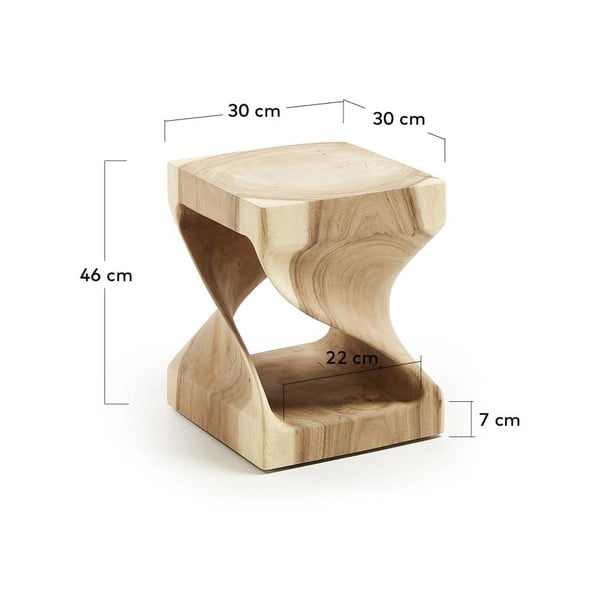 Mungura masīvkoka sānu galdiņš 30x30 cm Hakon – Kave Home-image-4