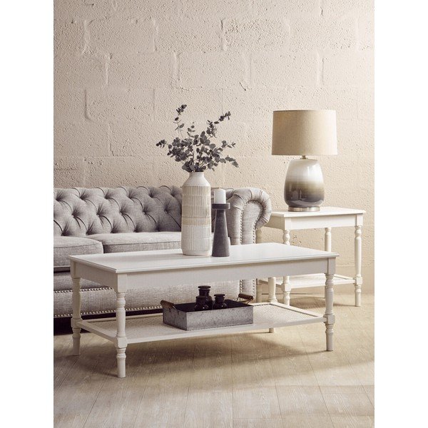 Balts žurnālgaldiņš 60x120 cm Heritage – Premier Housewares-image-1